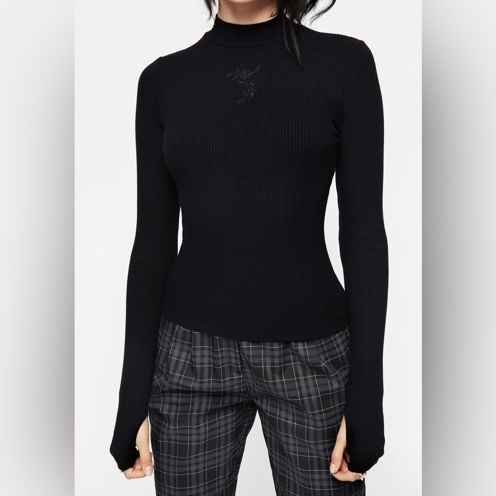 Disturbia | Adonia High Neck Ribbed Top Size 14